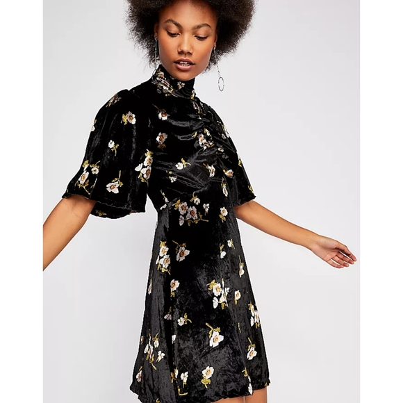 Free People Be My Baby Velvet Skater Mini Dress - Picture 2 of 12